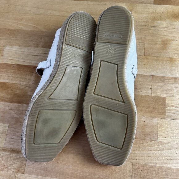 FABIOLAS Leather White Buckle Mary Jane Espadrilles Flats Shoes EU Size‎ 38 US 7 - Picture 8 of 9